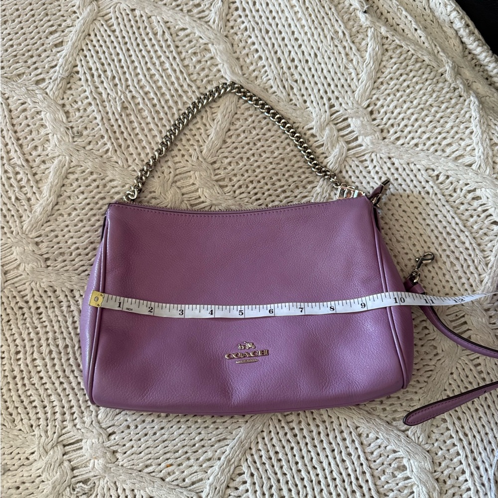 Coach Purple Lilac Leather Shoulder Bag with Chain Strap - Picture 11 of 16